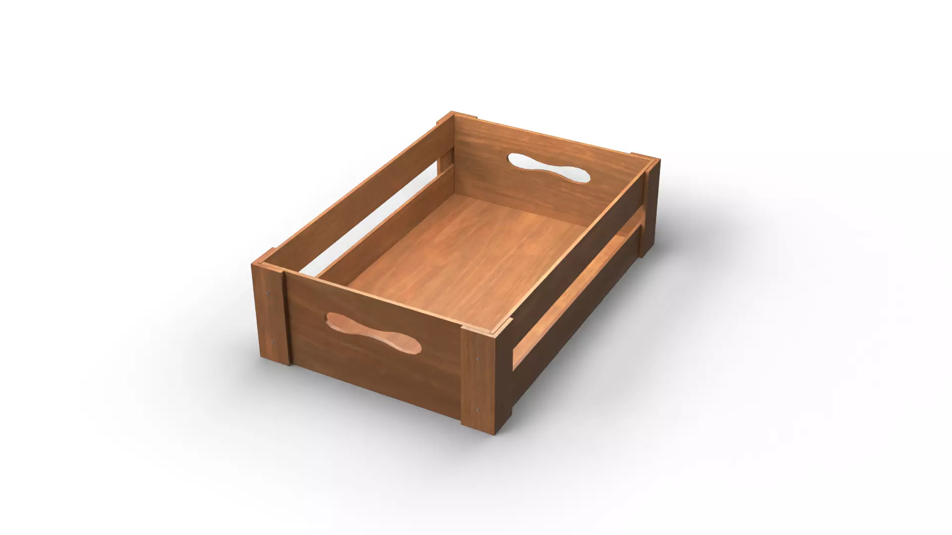 Open Wooden Crate Low-poly 3D model_3