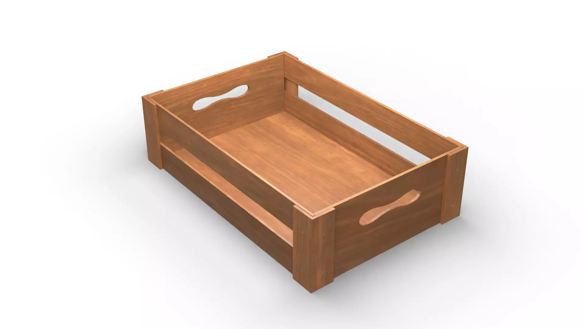 Open Wooden Crate Low-poly 3D model_0