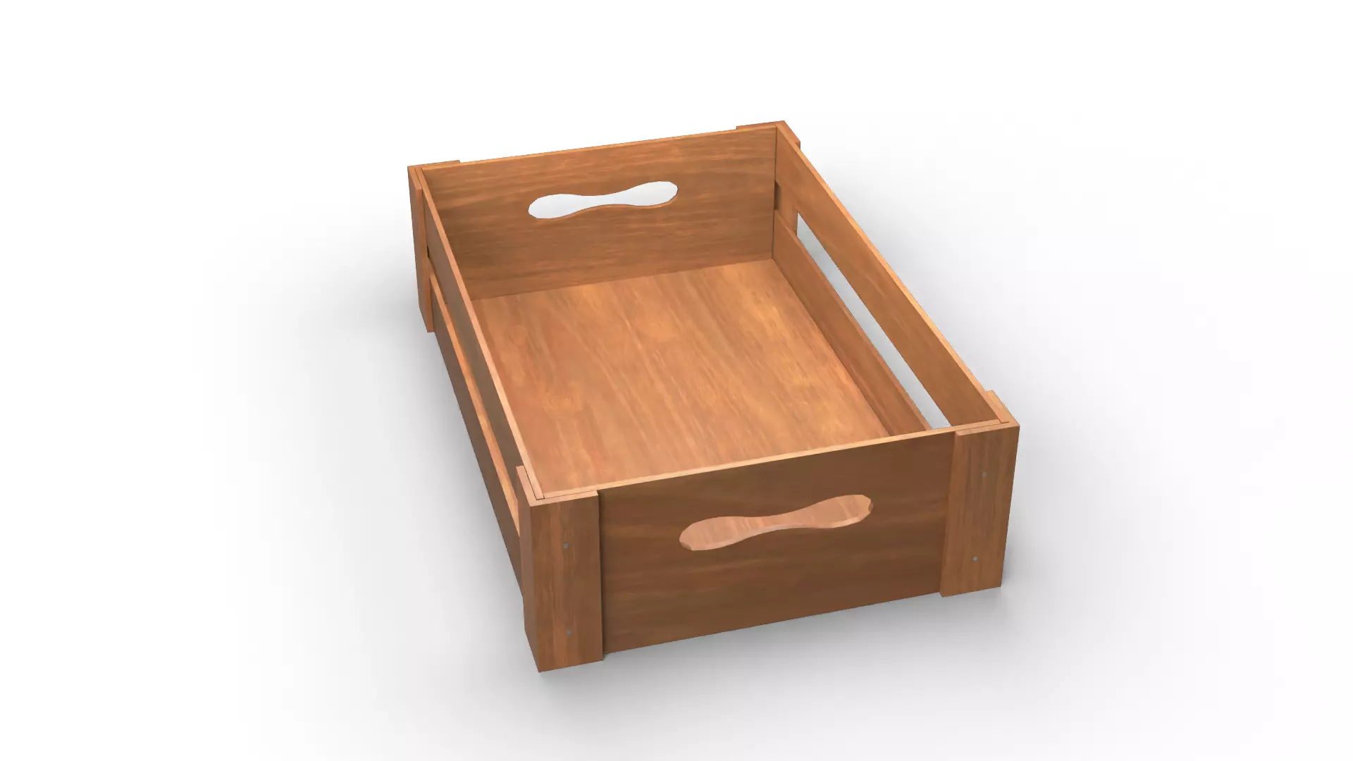 Open Wooden Crate Low-poly 3D model_1