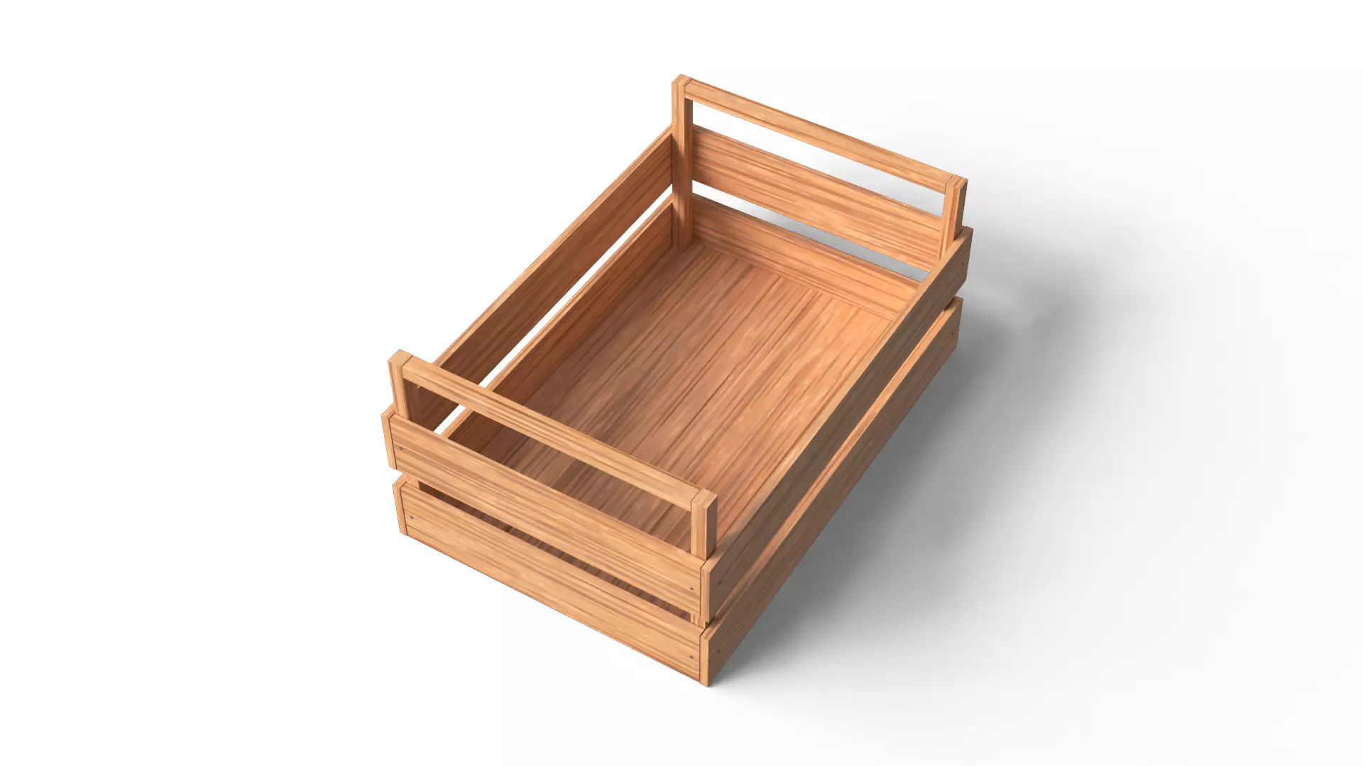 Open Wooden Crate Low-poly 3D model_3