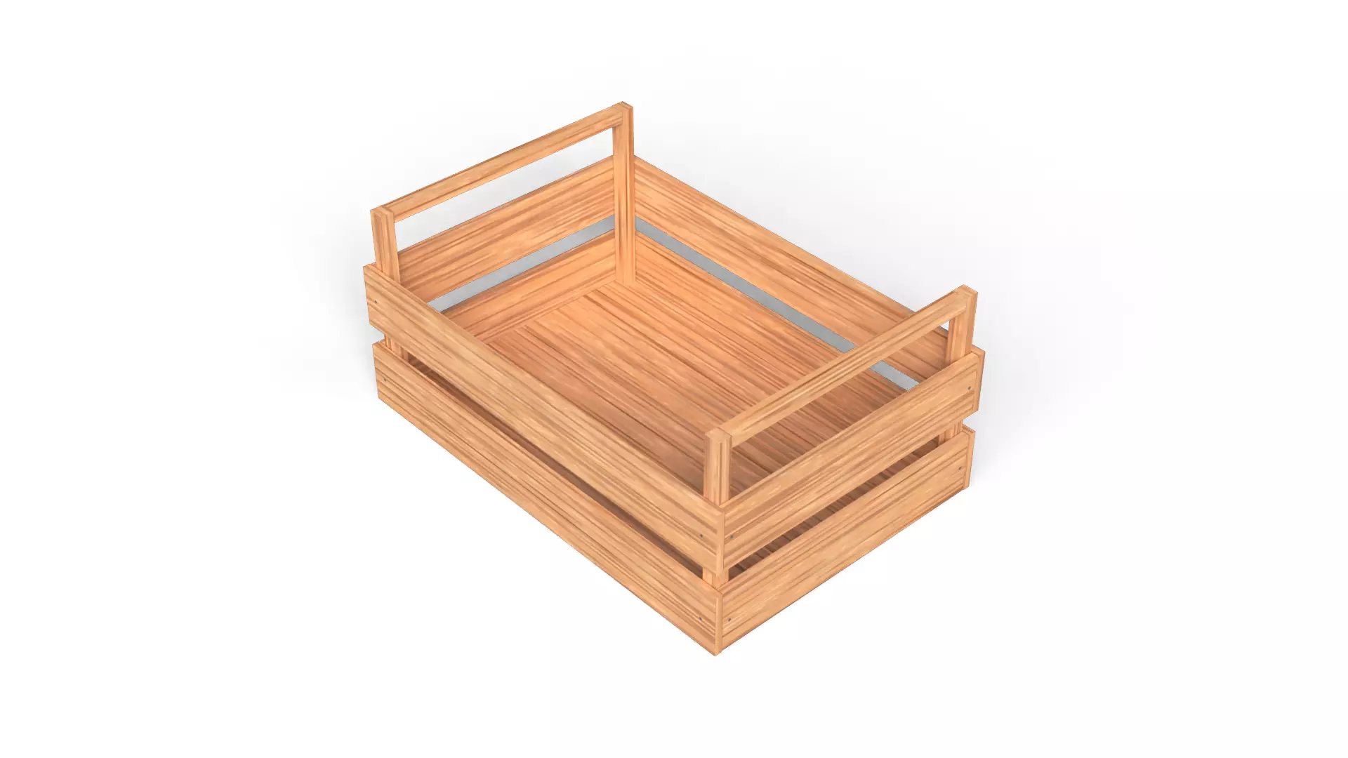 Open Wooden Crate Low-poly 3D model_0
