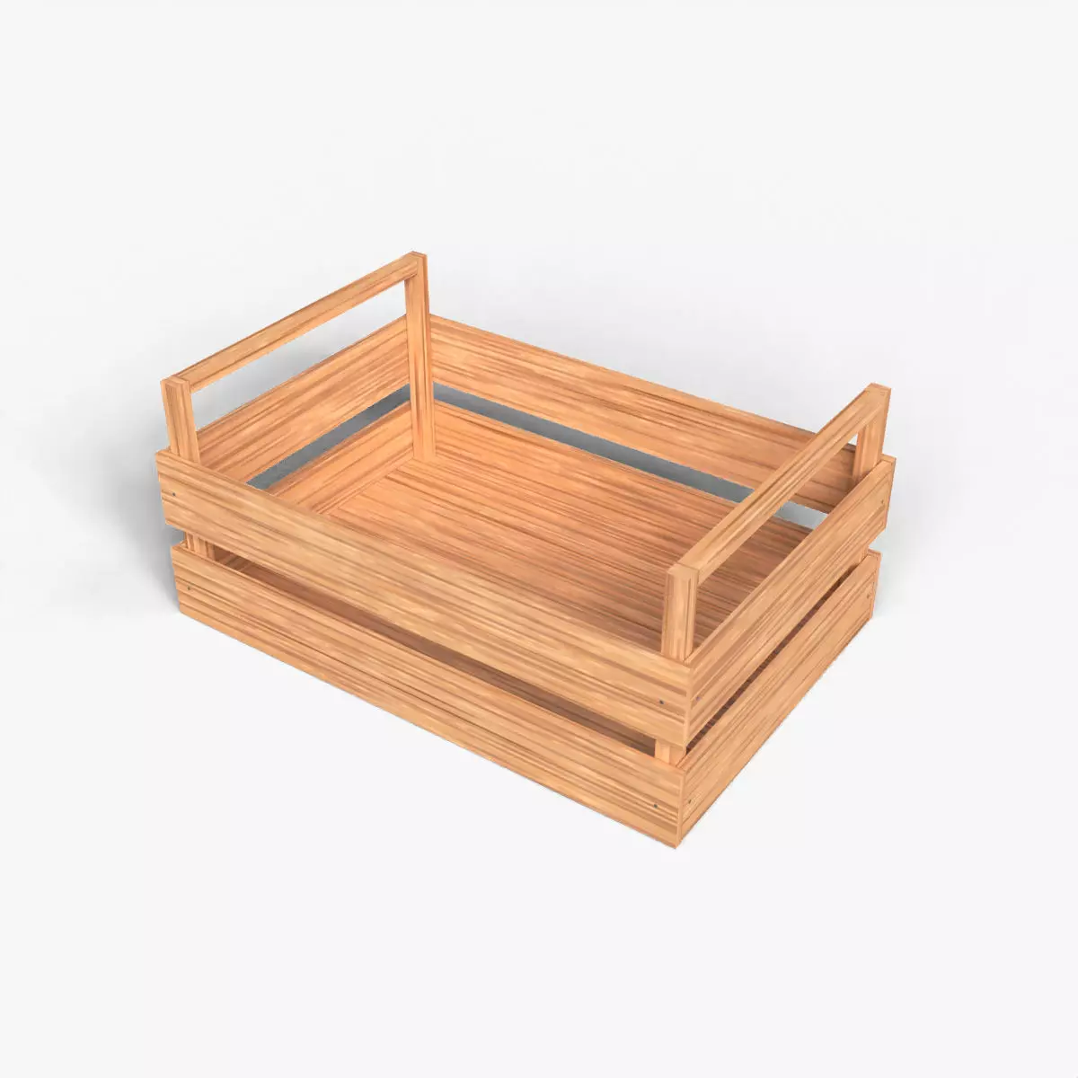 Open Wooden Crate Low-poly 3D model_5
