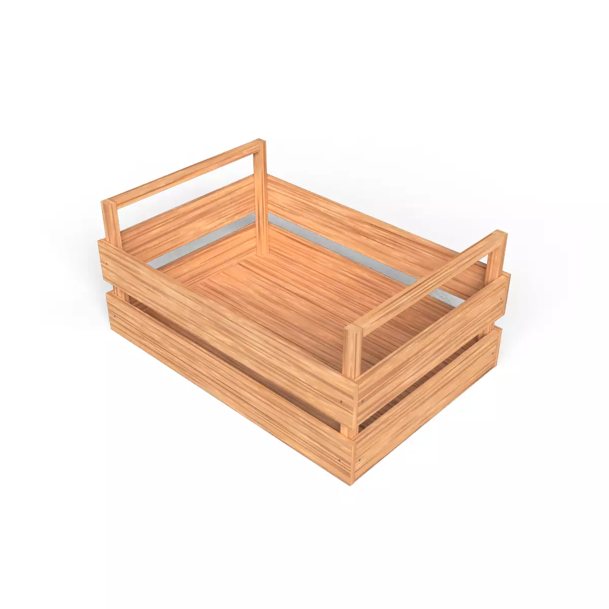 Open Wooden Crate Low-poly 3D model_7
