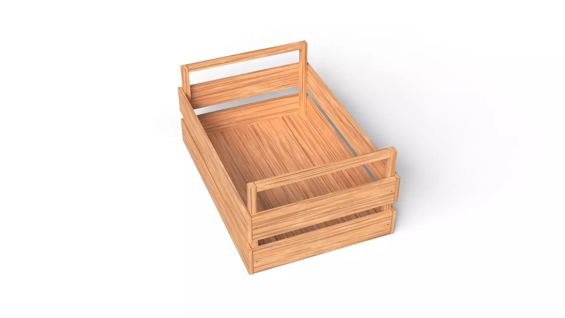 Open Wooden Crate Low-poly 3D model_1