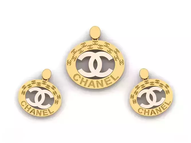 Branded pendant and earring set 3D print model