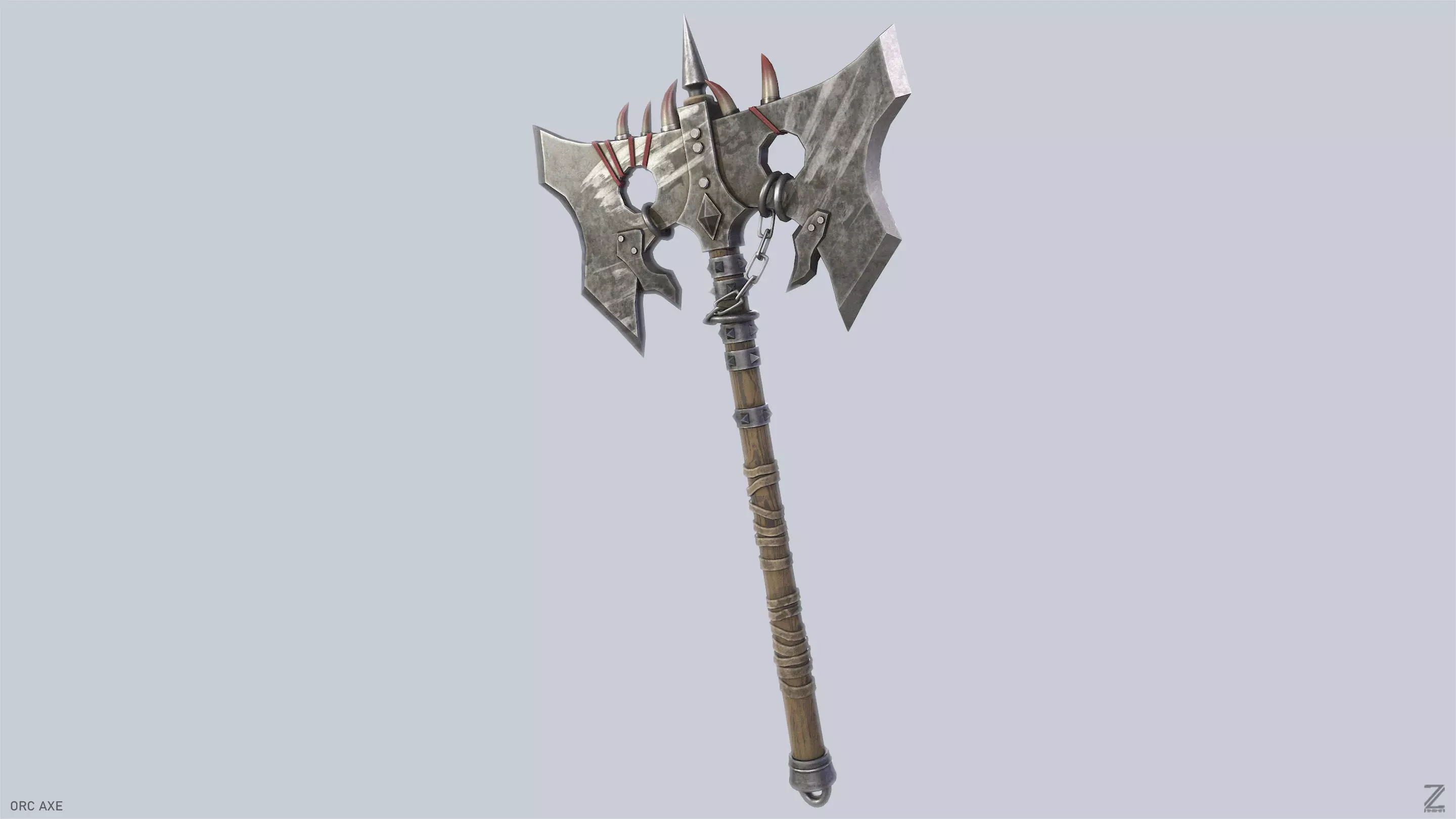 Orc axe Low-poly 3D model_5
