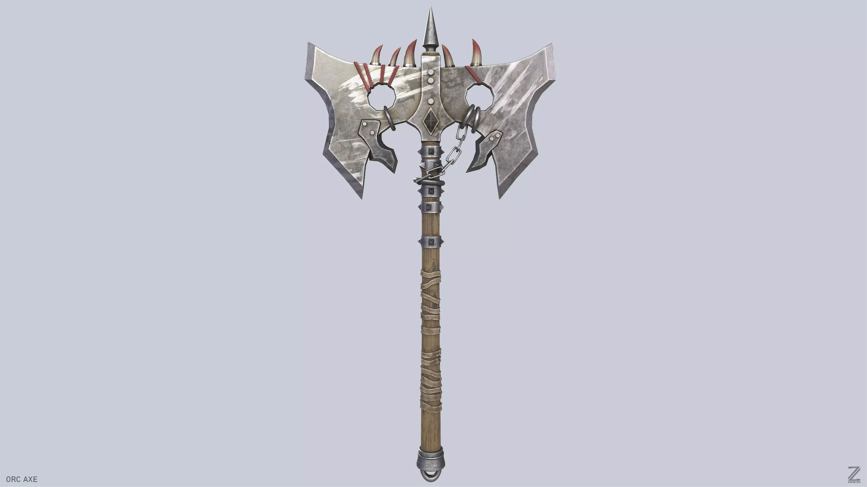 Orc axe Low-poly 3D model_3