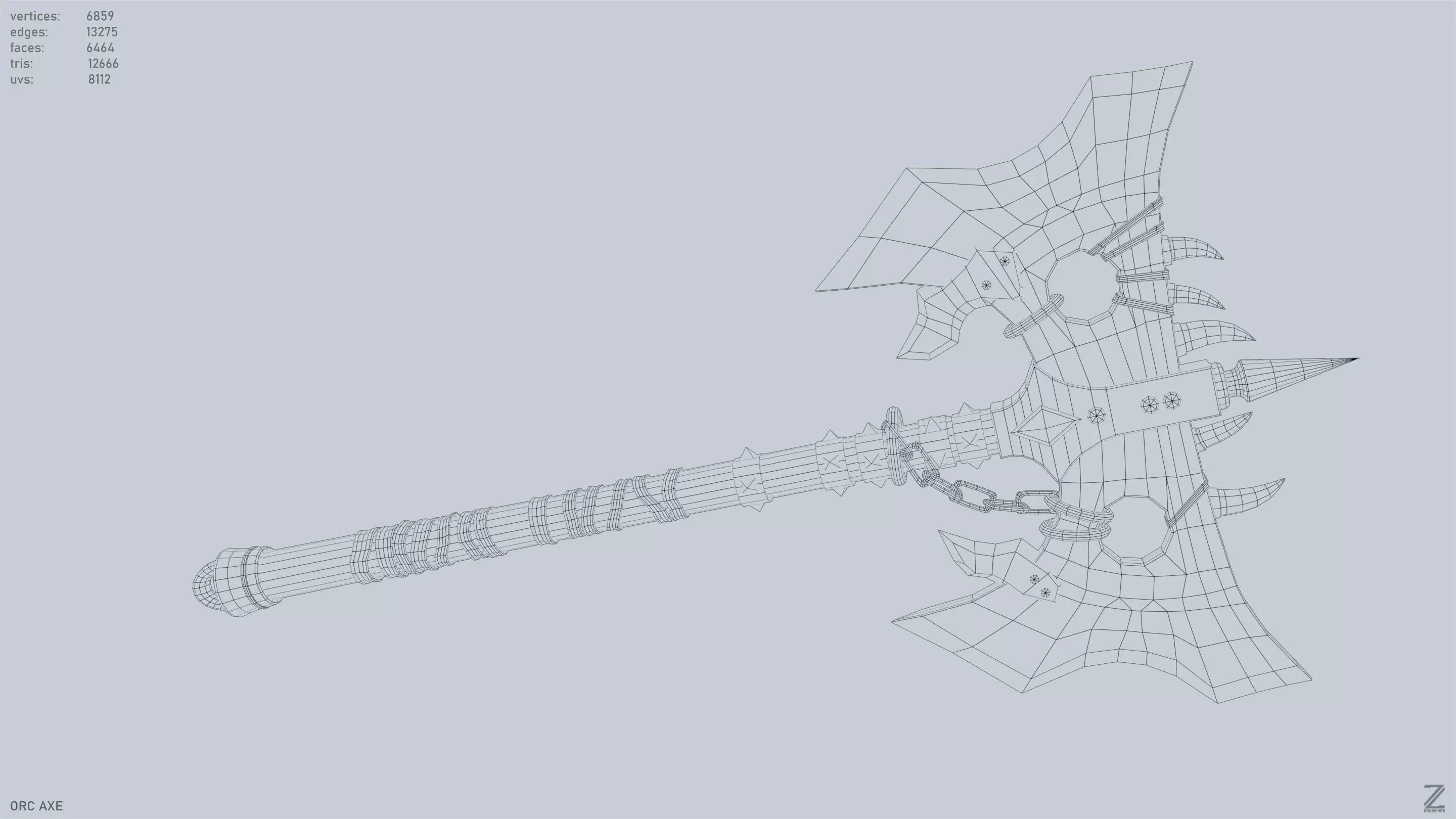 Orc axe Low-poly 3D model_12