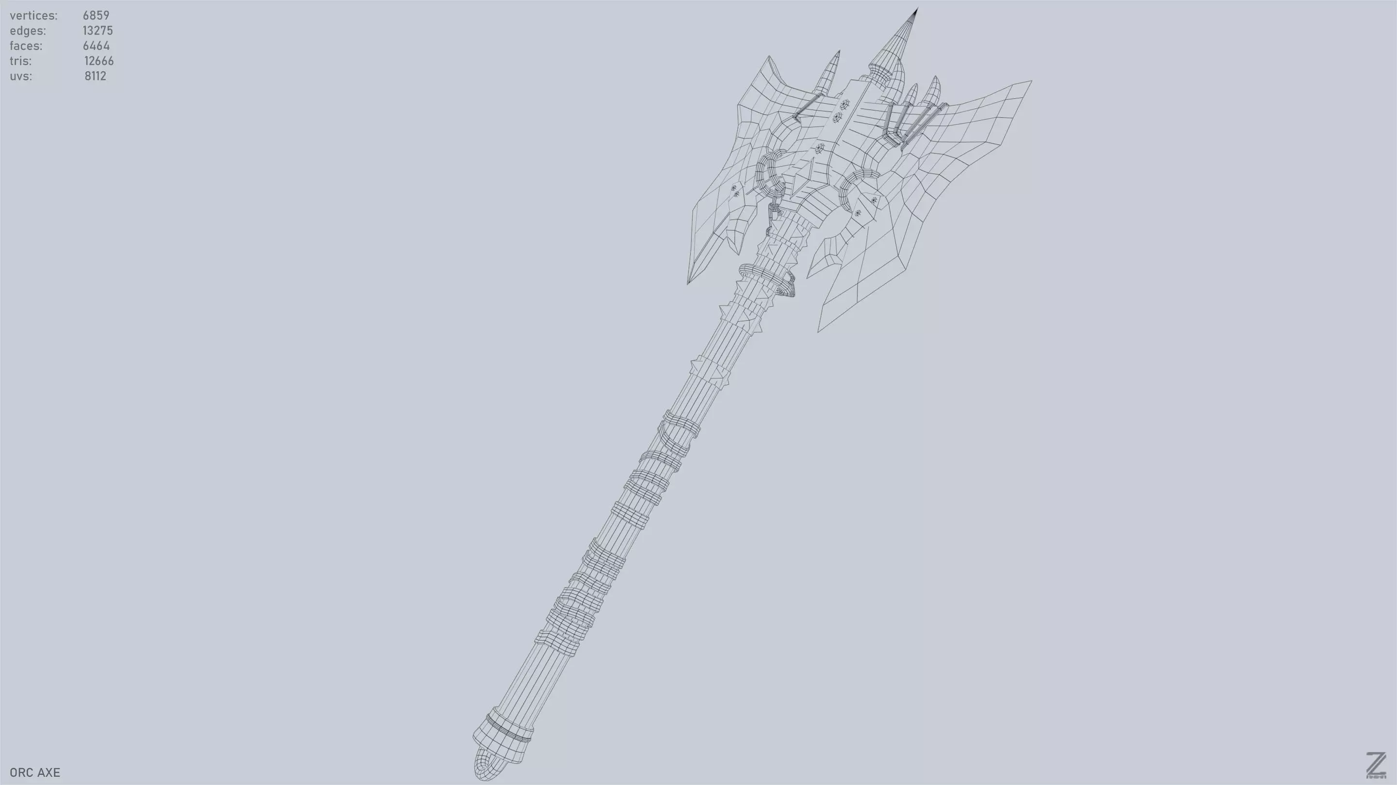 Orc axe Low-poly 3D model_11