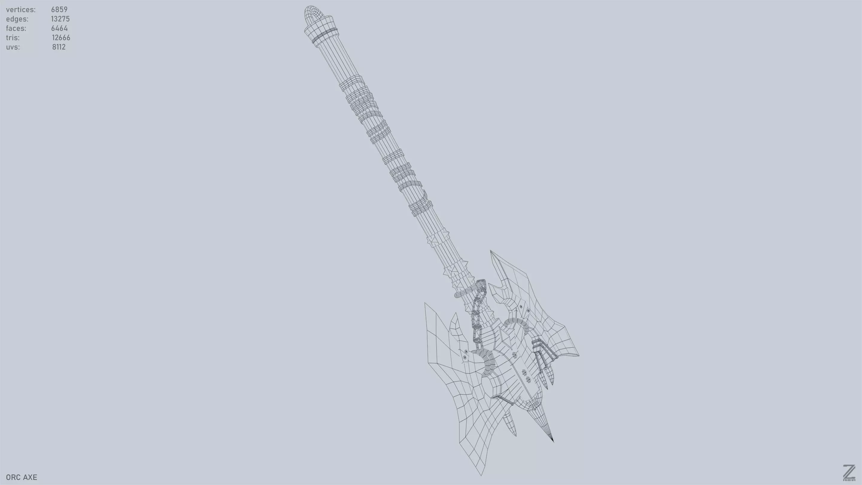 Orc axe Low-poly 3D model_13
