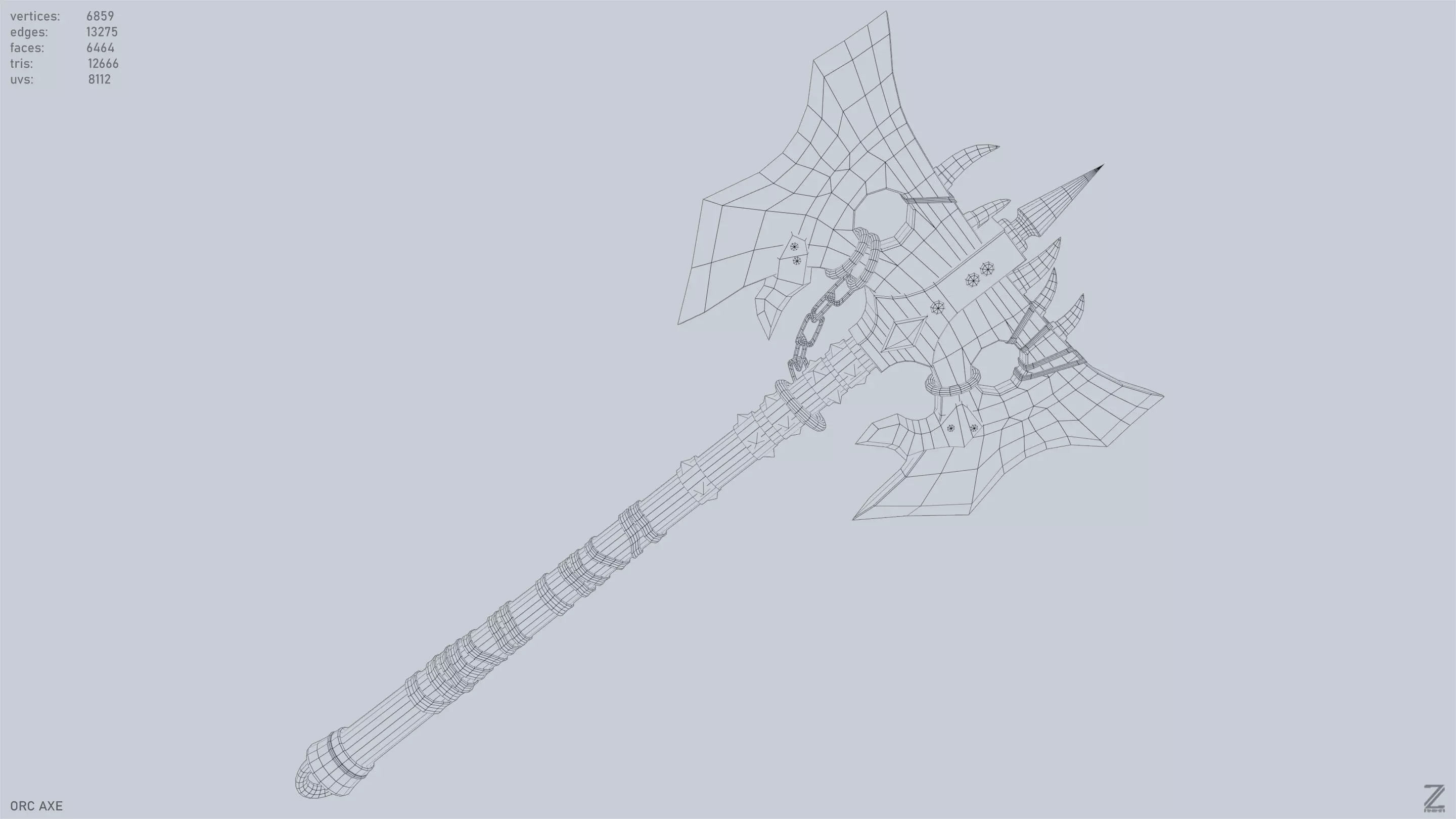 Orc axe Low-poly 3D model_14