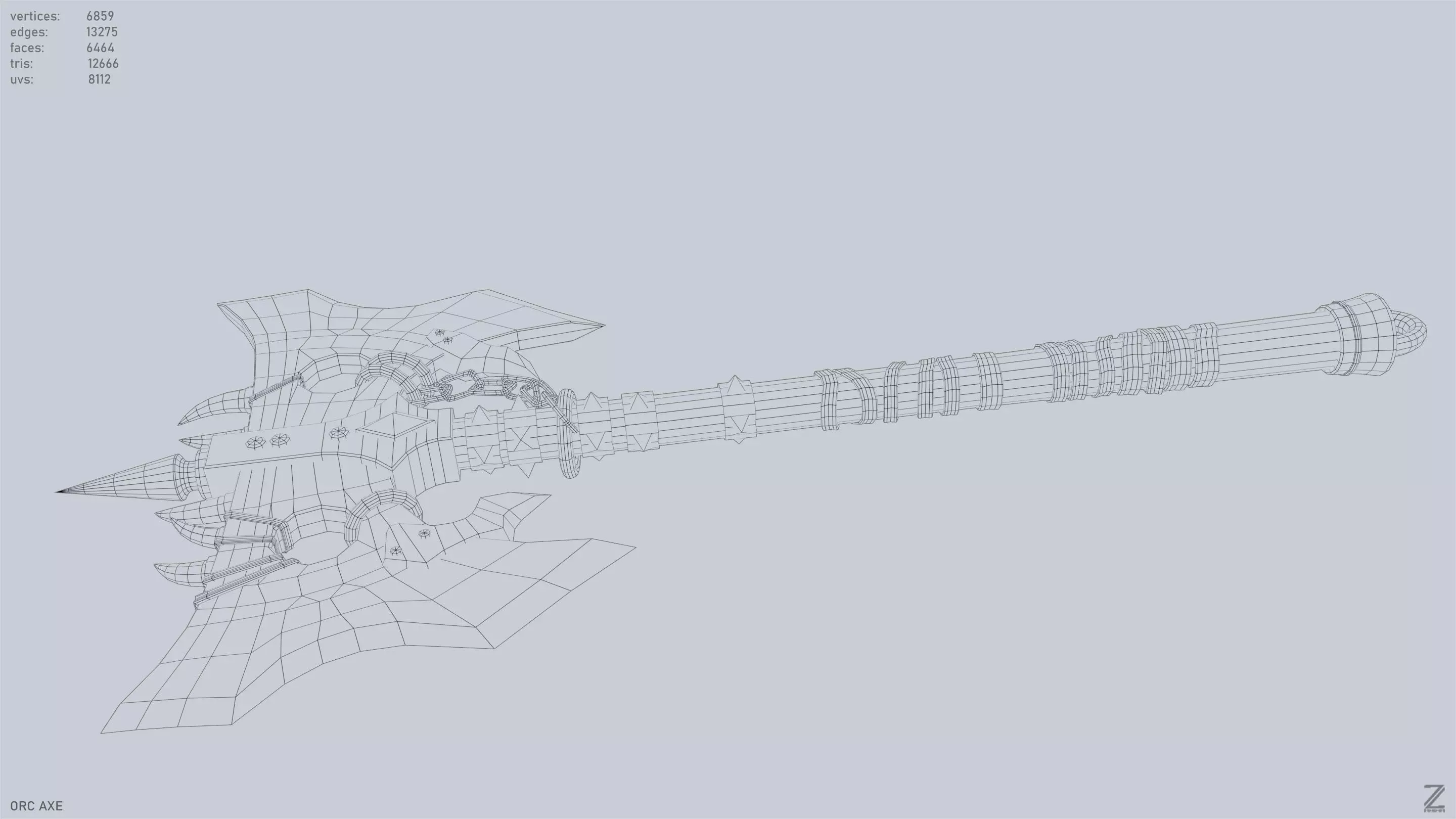 Orc axe Low-poly 3D model_10