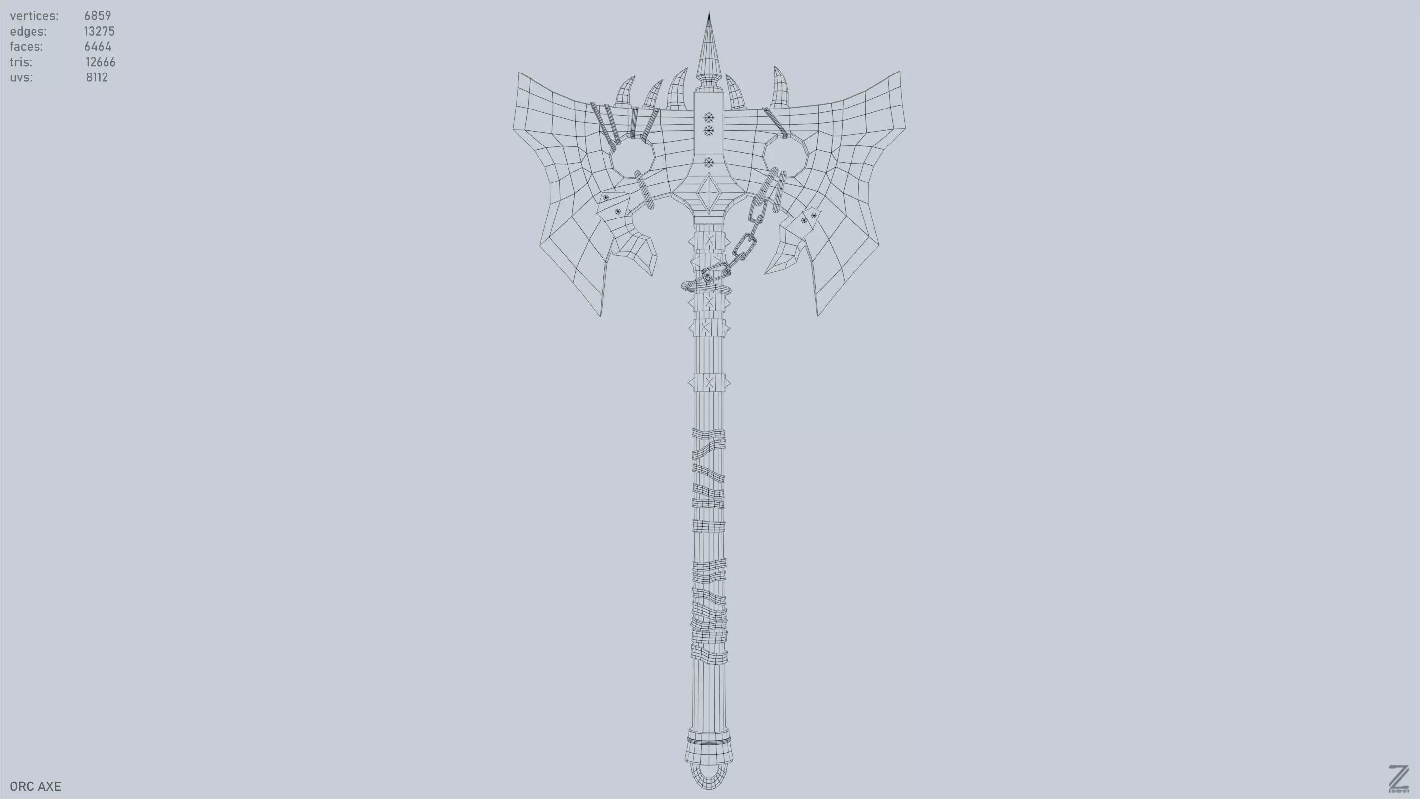 Orc axe Low-poly 3D model_8