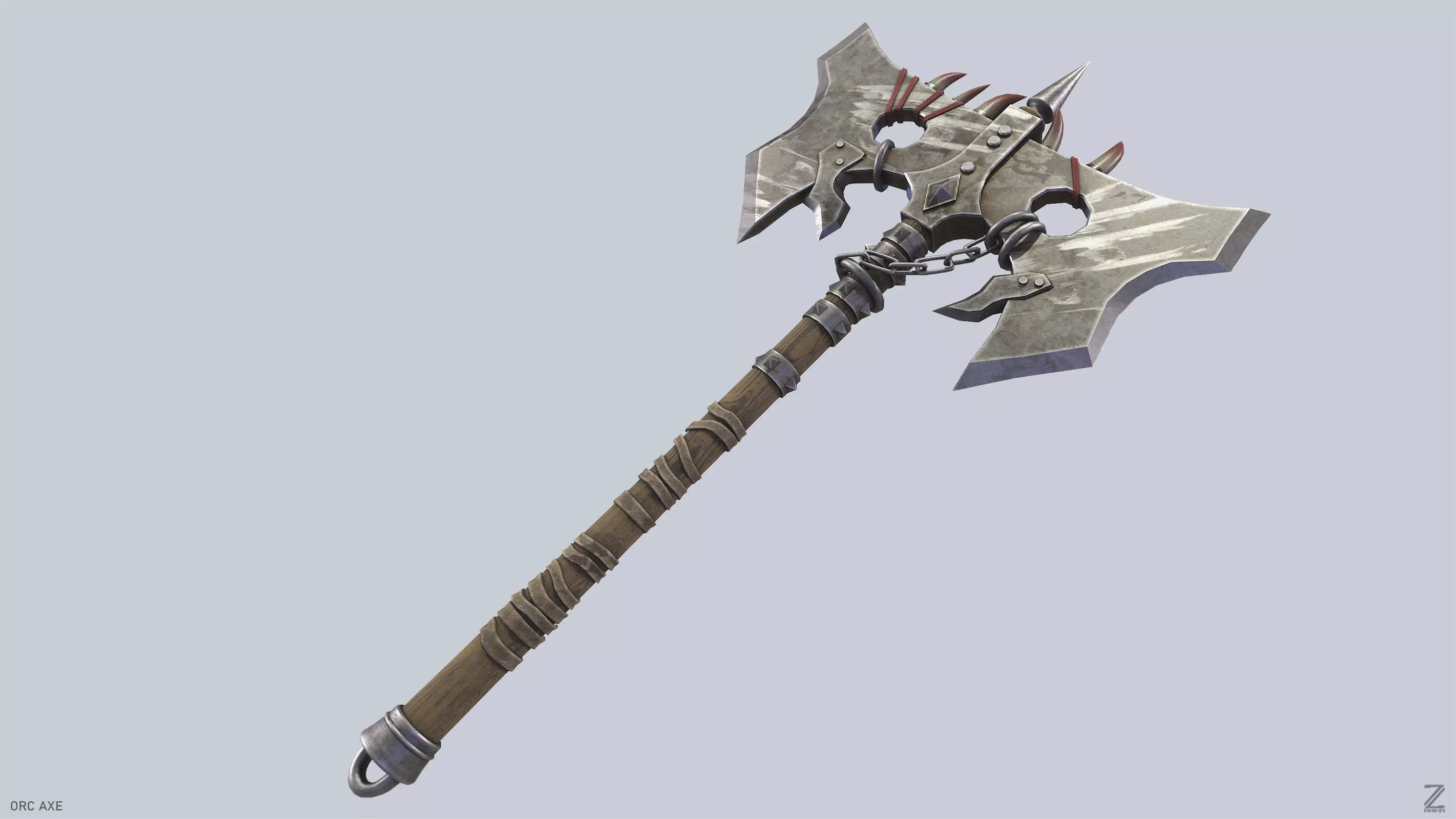 Orc axe Low-poly 3D model_4