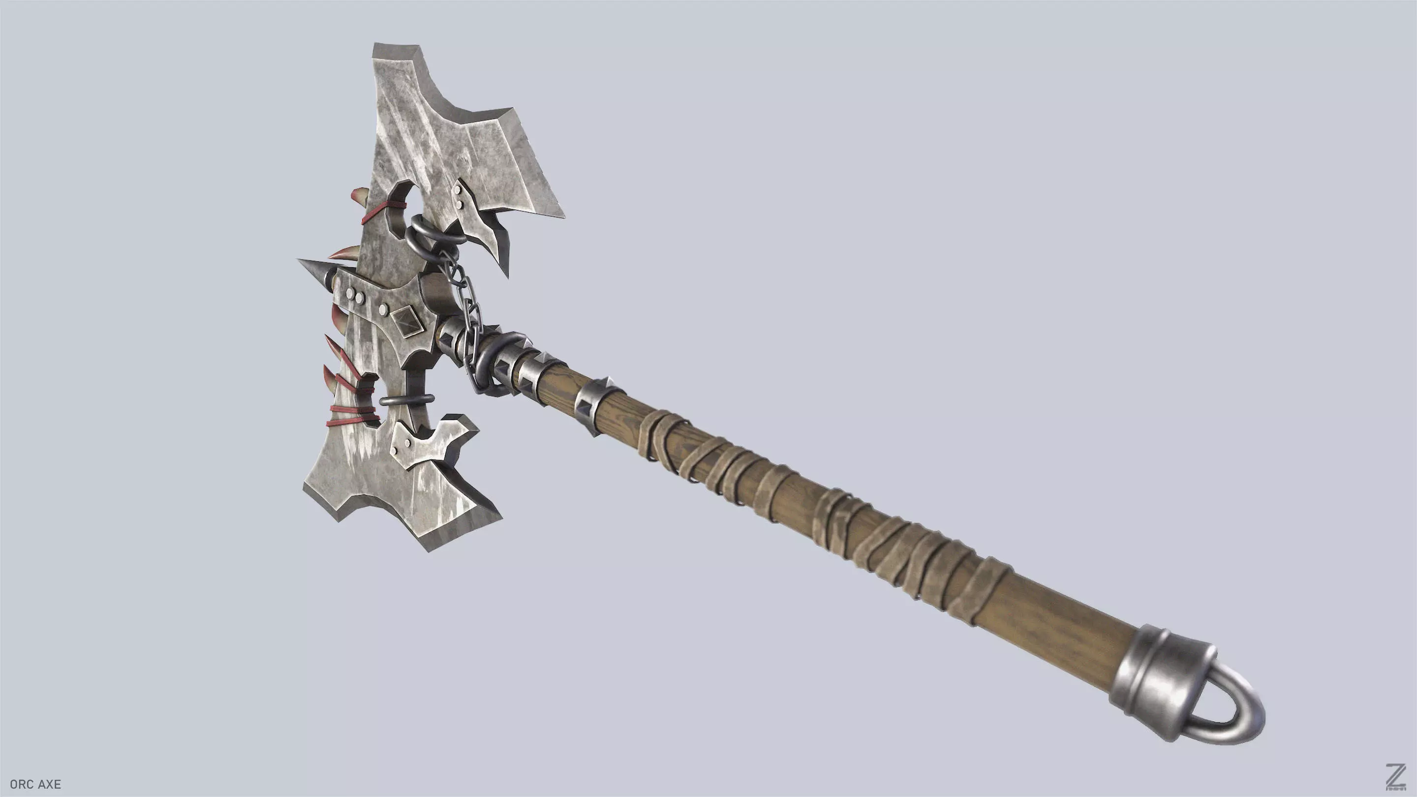 Orc axe Low-poly 3D model_7