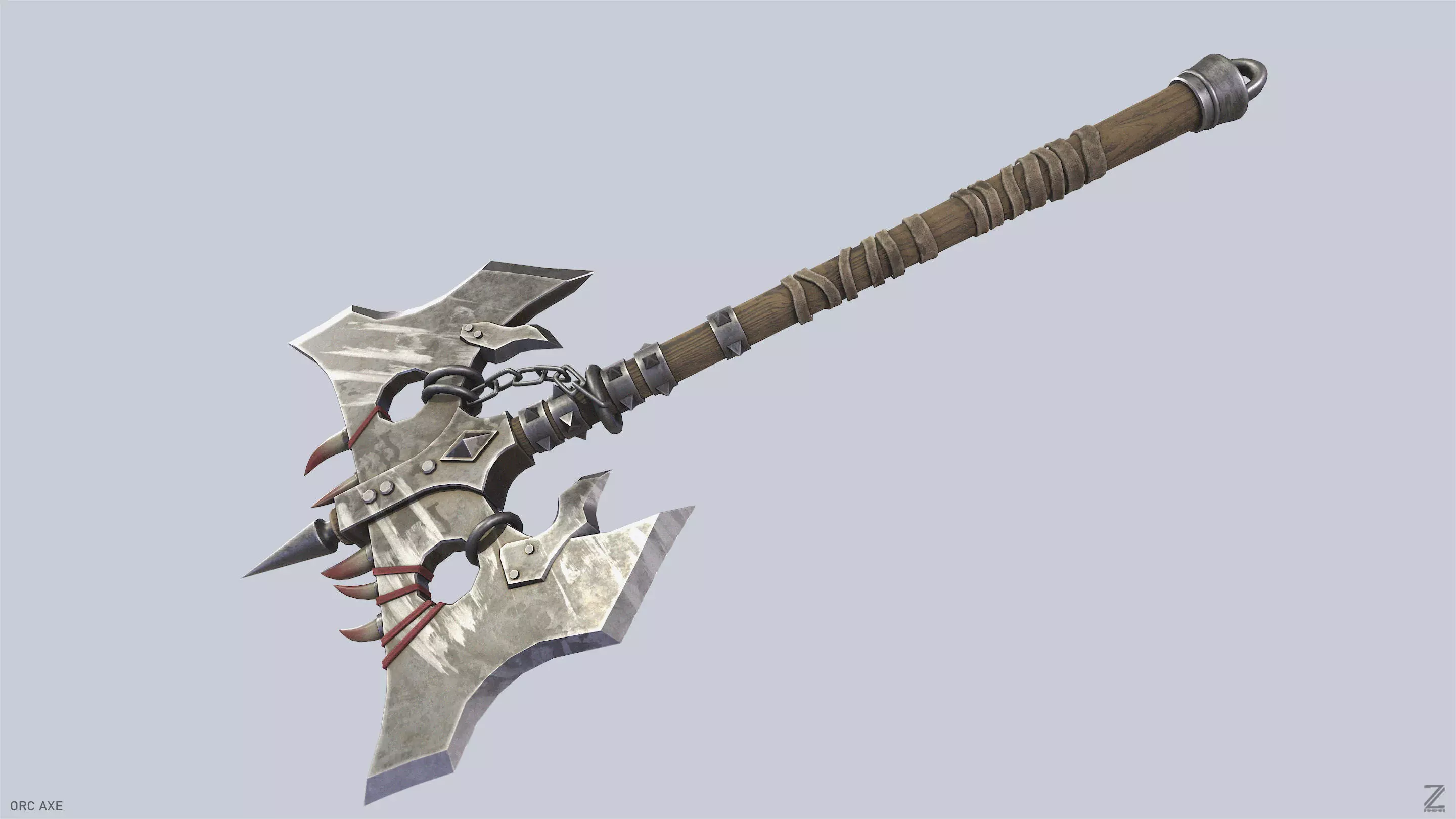 Orc axe Low-poly 3D model_1