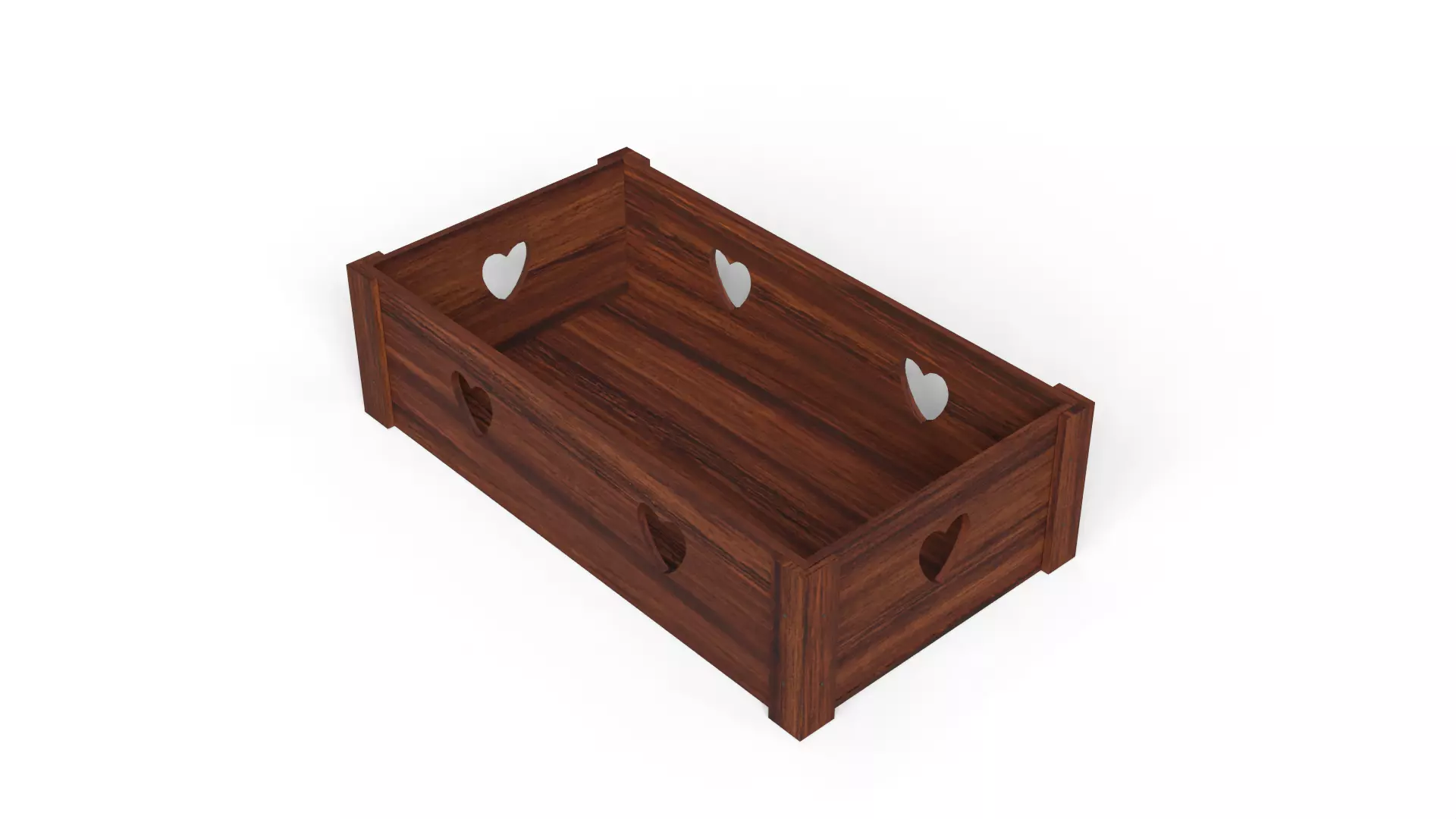 Open Wooden Decorative Crate Low-poly 3D model_0