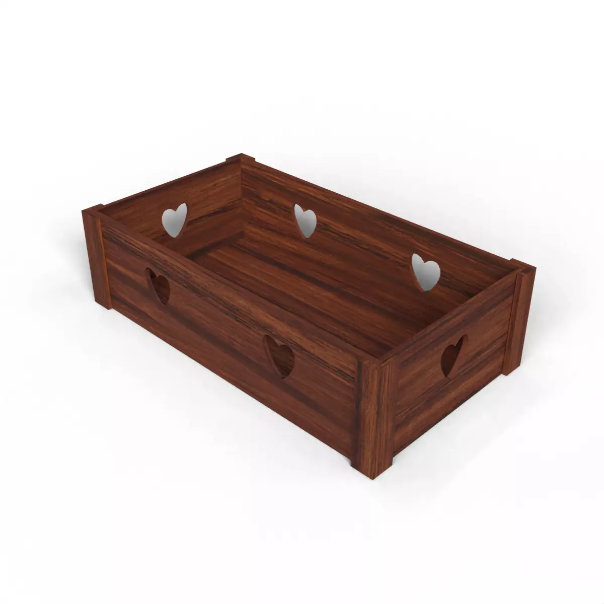 Open Wooden Decorative Crate Low-poly 3D model_6