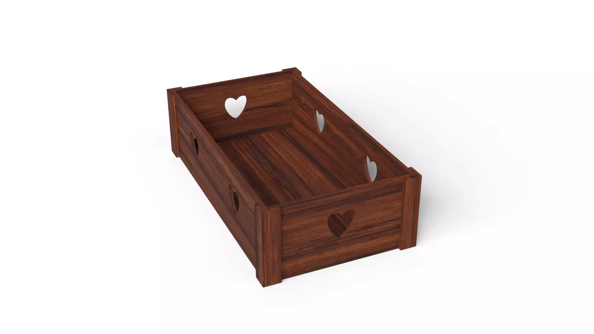 Open Wooden Decorative Crate Low-poly 3D model_1