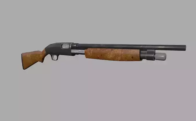 Low-poly game ready pump action shotgun