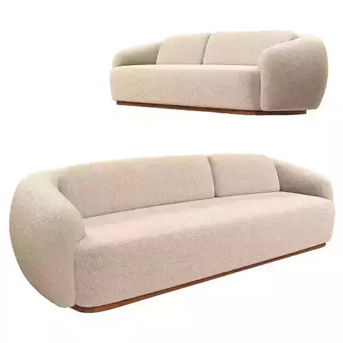 Modern Curved Fabric Sofa 3D Model 