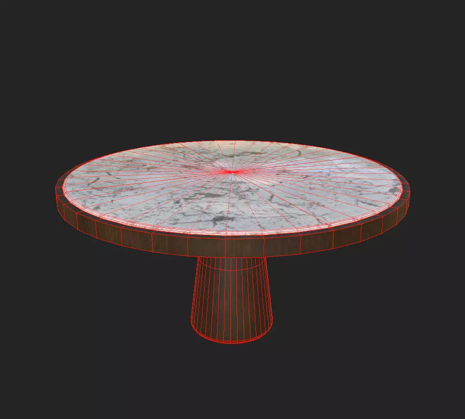 Marble and wooden table Low-poly 3D model_3