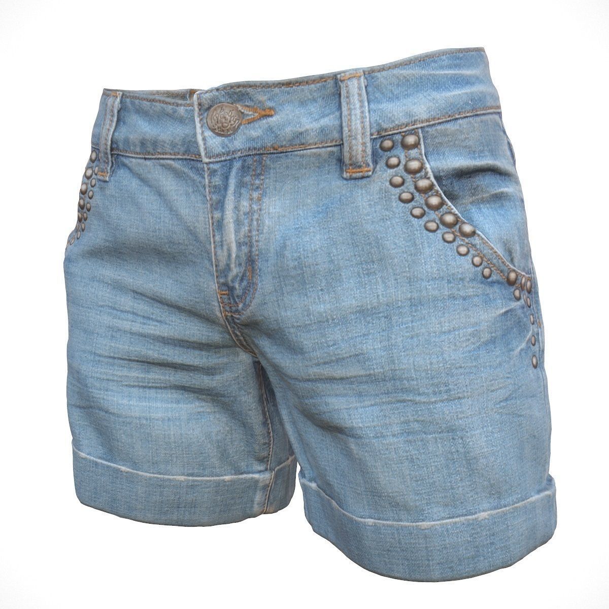 Realistic Jeans Shorts Low-poly 3D model_11