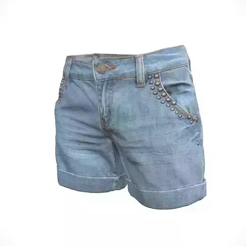 Realistic Jeans Shorts Low-poly 3D model