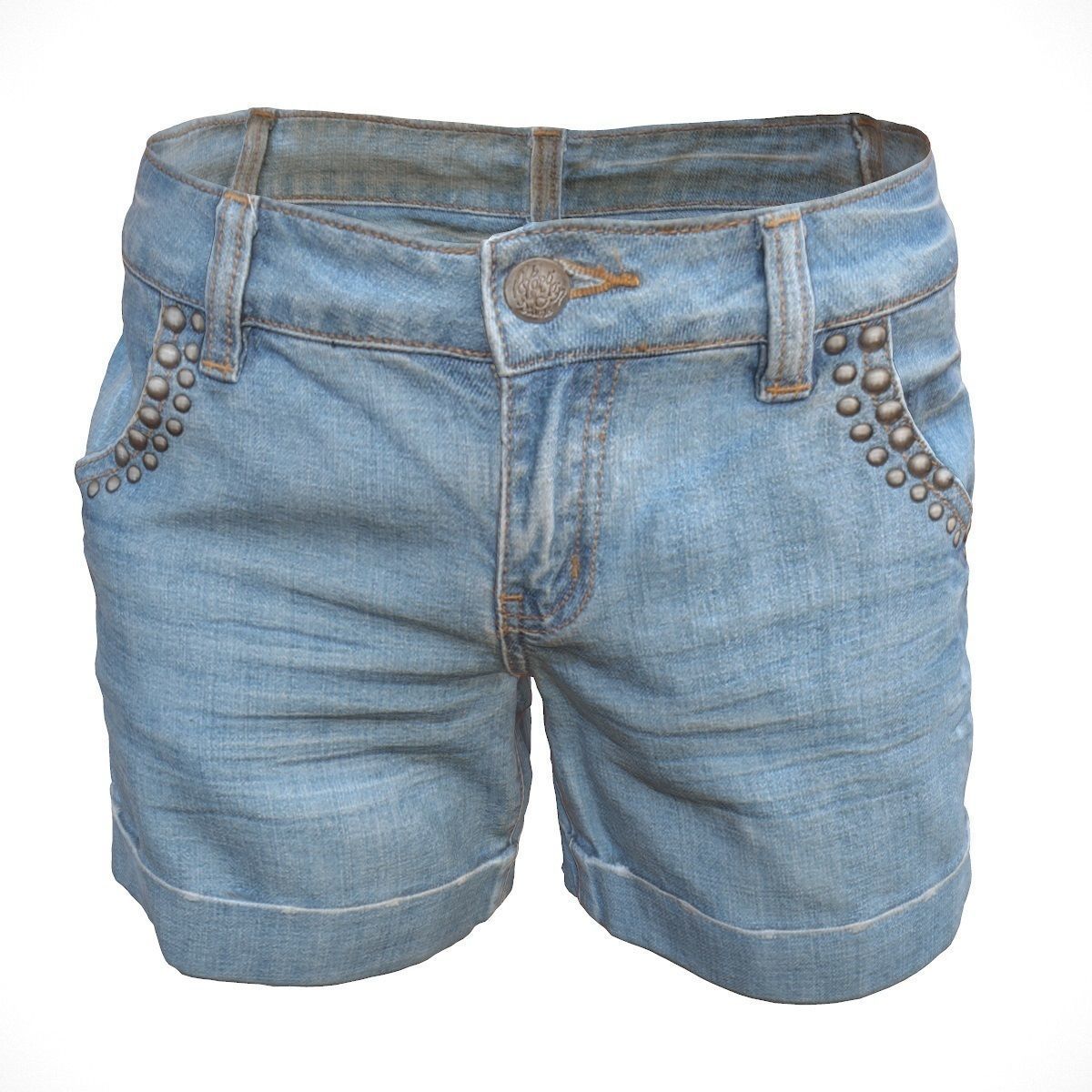 Realistic Jeans Shorts Low-poly 3D model_8