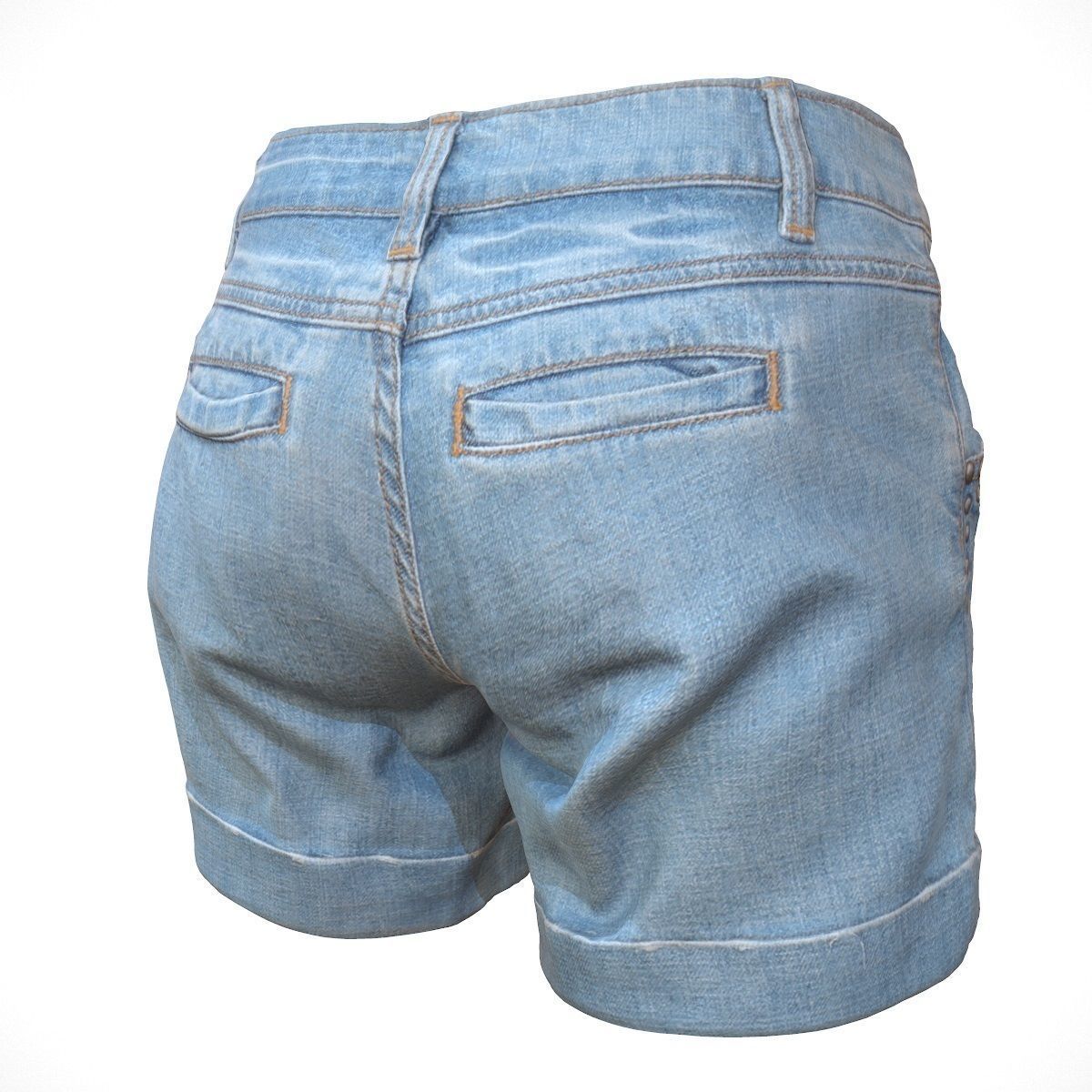 Realistic Jeans Shorts Low-poly 3D model_9