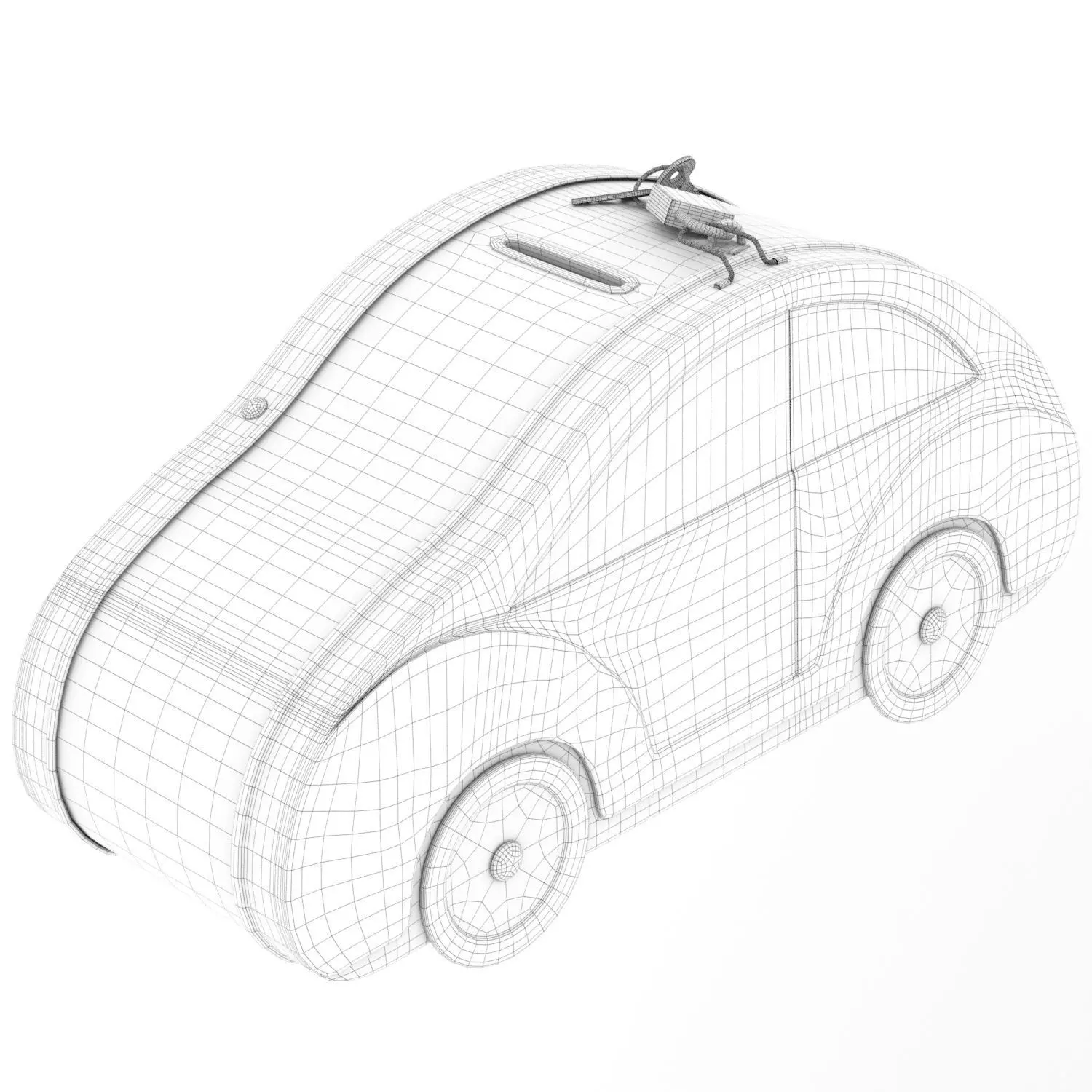 3d model Piggy bank in the form of a car for children Low-poly 3D model_4