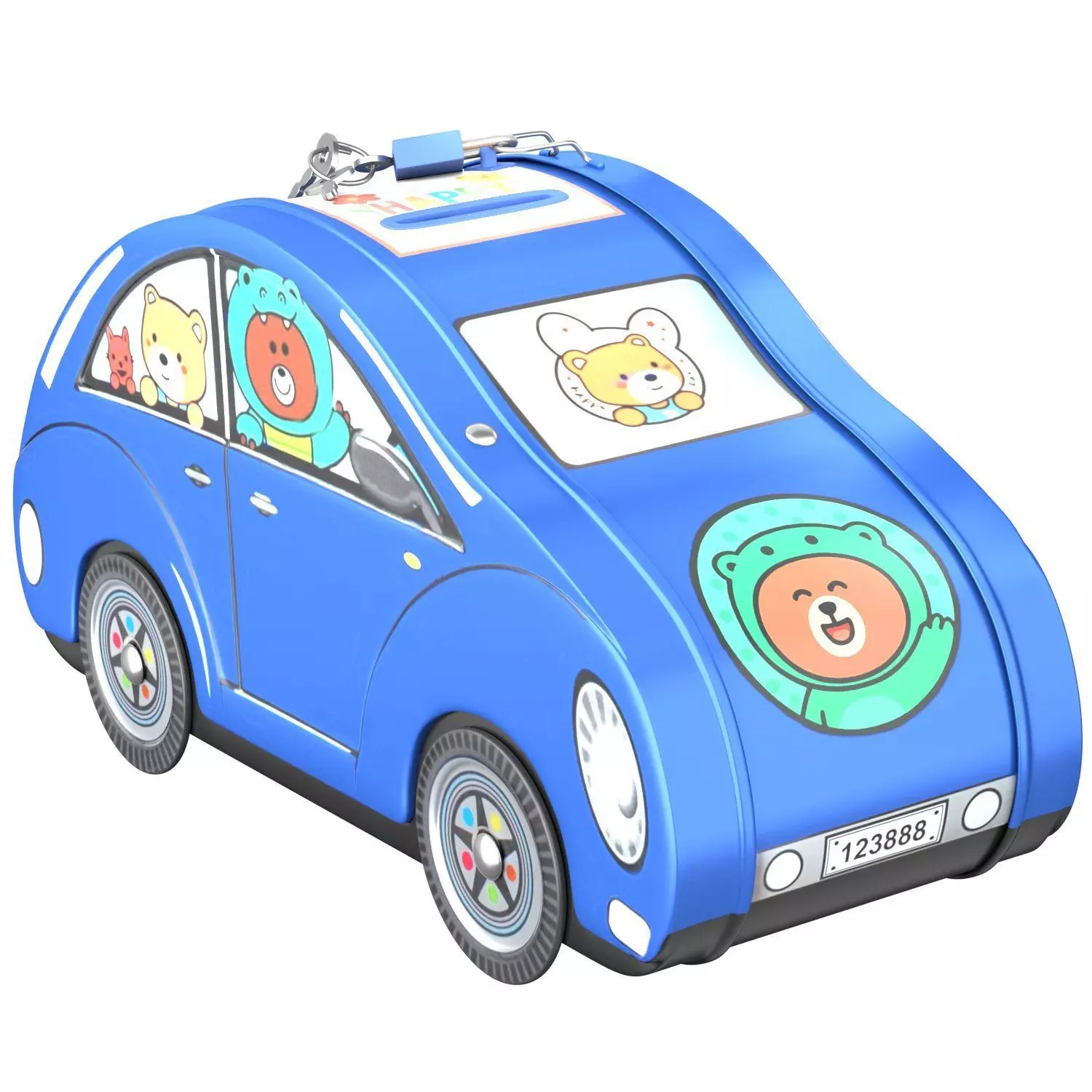 3d model Piggy bank in the form of a car for children Low-poly 3D model_3