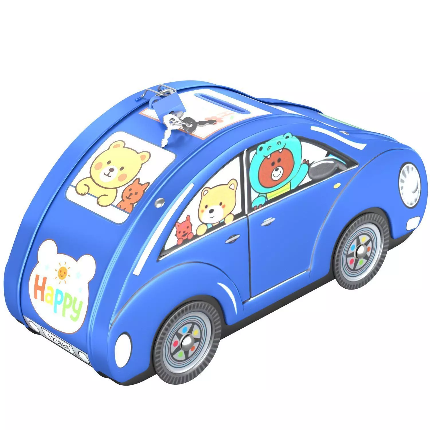 3d model Piggy bank in the form of a car for children Low-poly 3D model_2