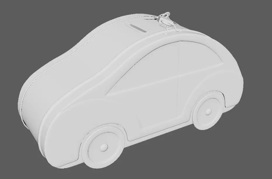 3d model Piggy bank in the form of a car for children Low-poly 3D model_6