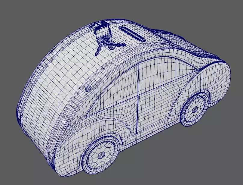 3d model Piggy bank in the form of a car for children Low-poly 3D model_11