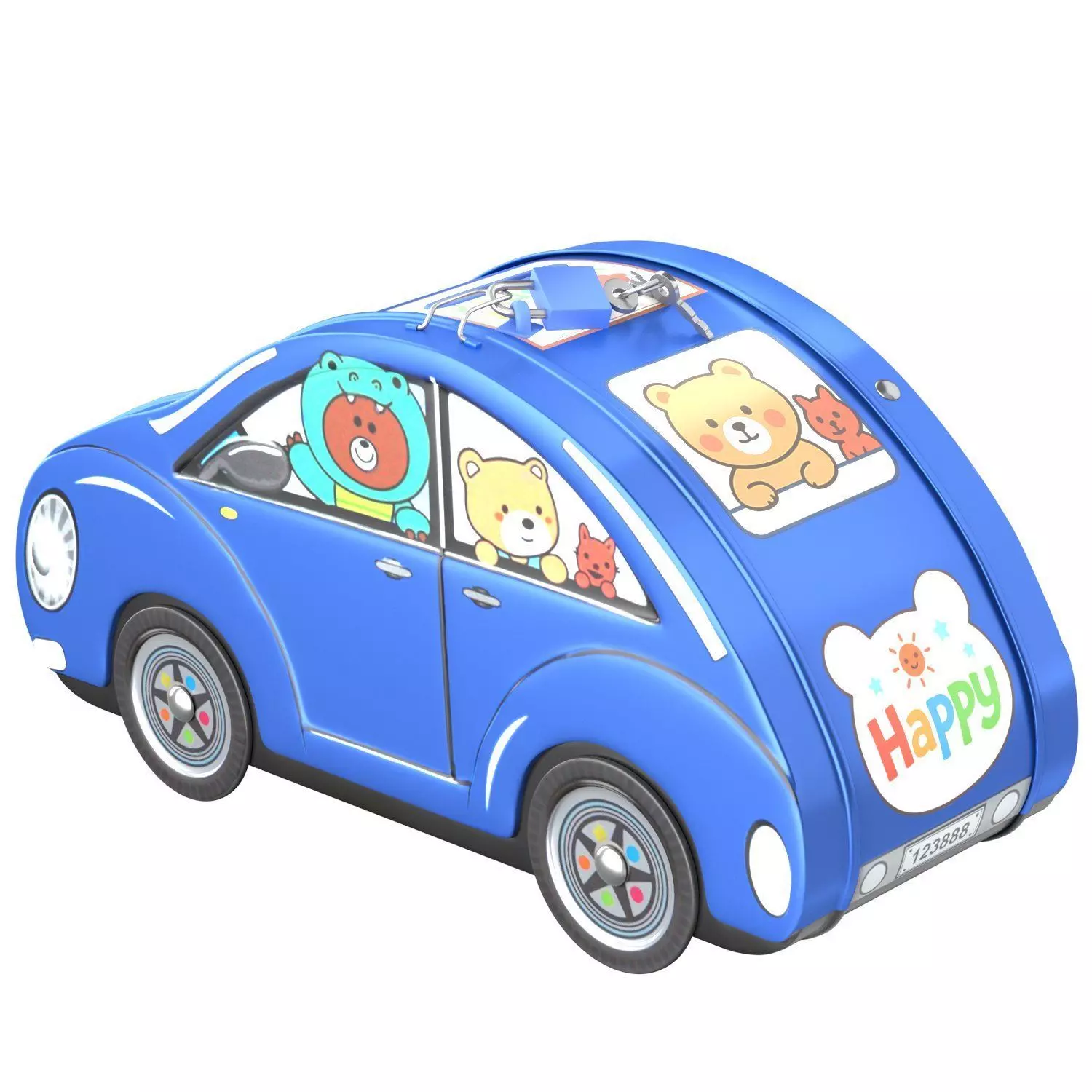 3d model Piggy bank in the form of a car for children Low-poly 3D model_1