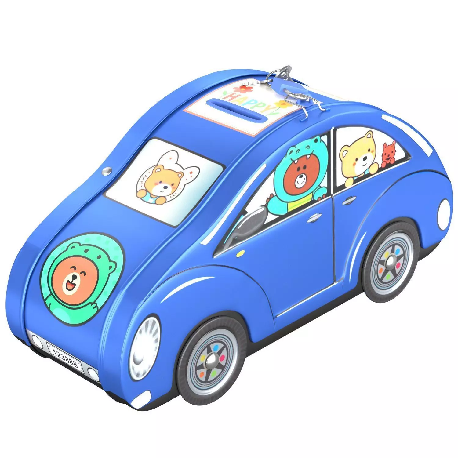 3d model Piggy bank in the form of a car for children Low-poly 3D model_0