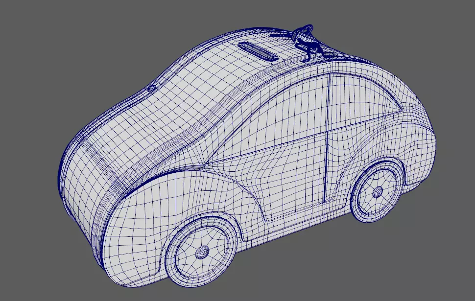 3d model Piggy bank in the form of a car for children Low-poly 3D model_7