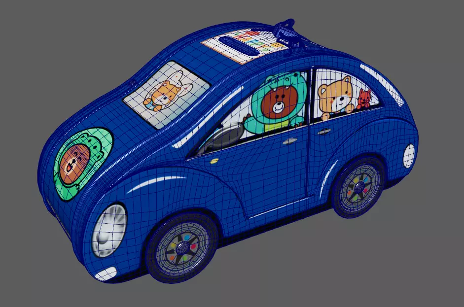 3d model Piggy bank in the form of a car for children Low-poly 3D model_5