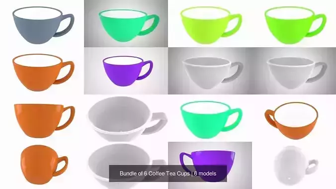 Bundle of 6 Coffee Tea Cups