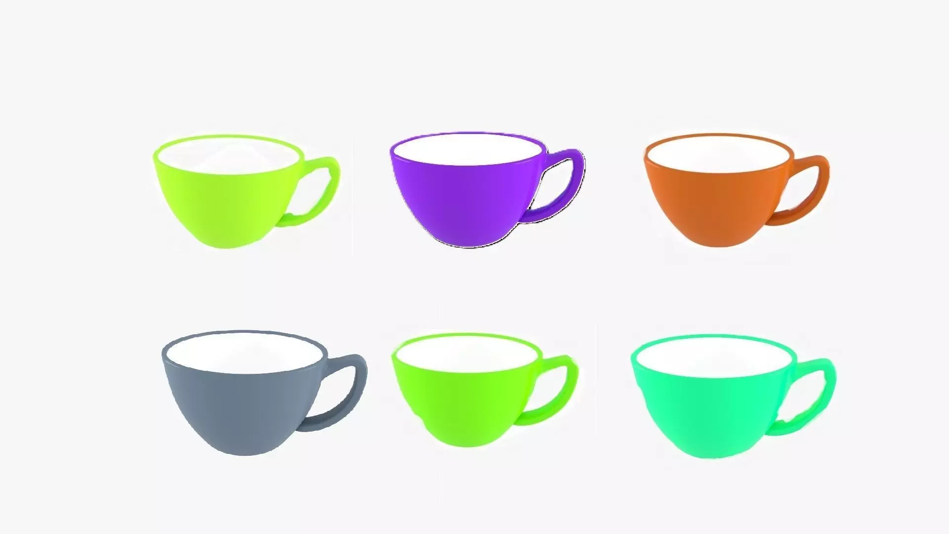 Bundle of 6 Coffee Tea Cups 3D Model Collection_0