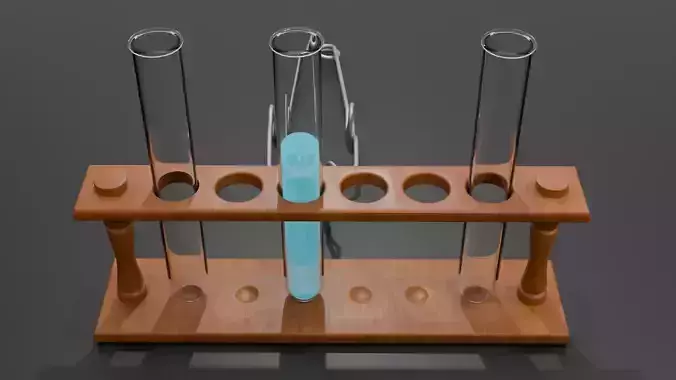 test tubes and holder  Low-poly 3D model