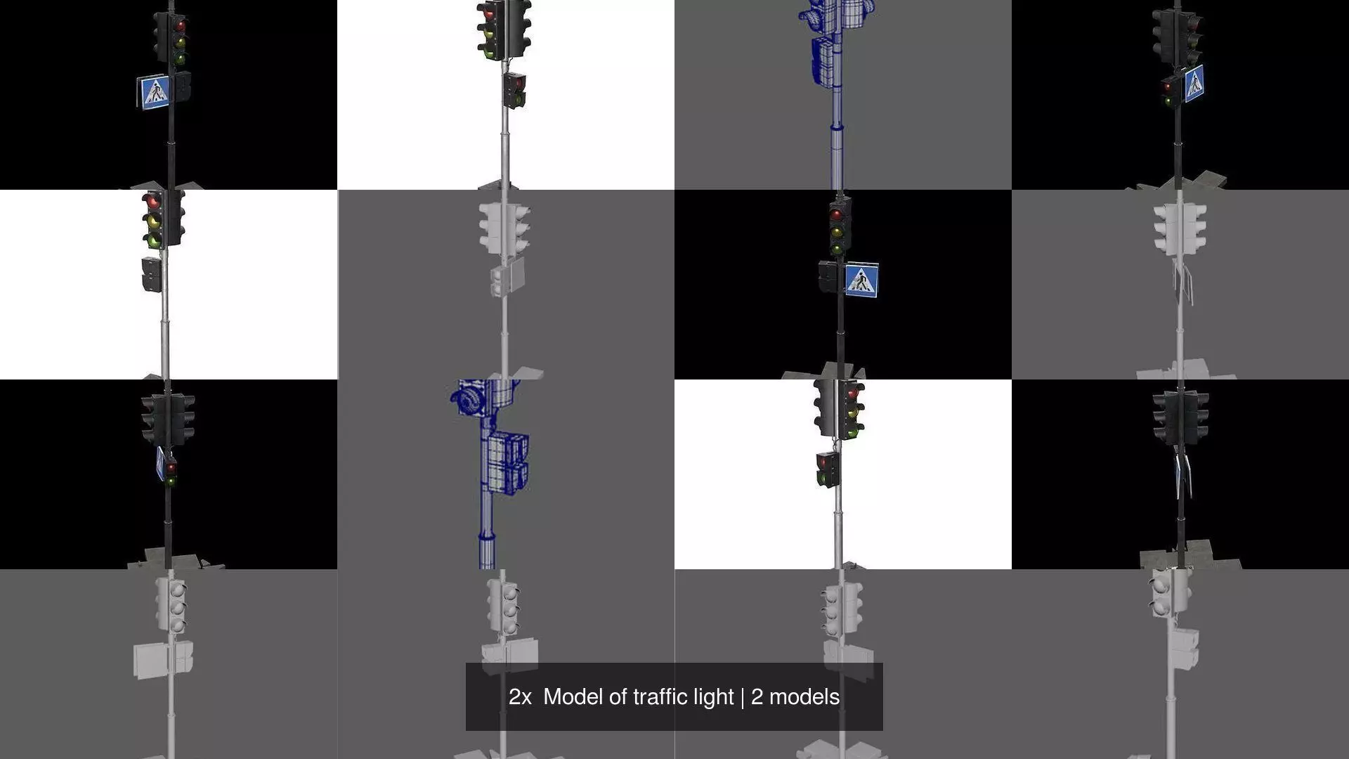 2x  Model of traffic light 3D Model Collection_1