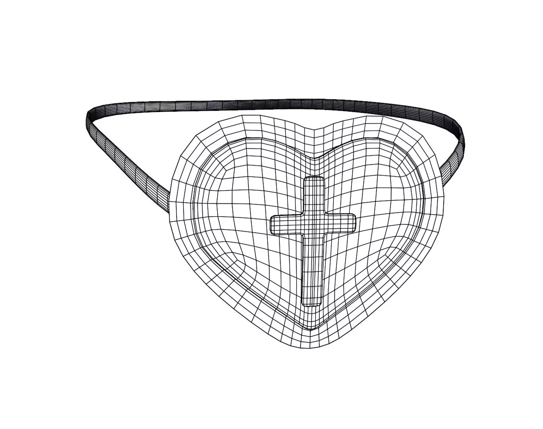 Eye Patch Heart with Cross - Game Ready - PBR 4K Low-poly 3D model_13