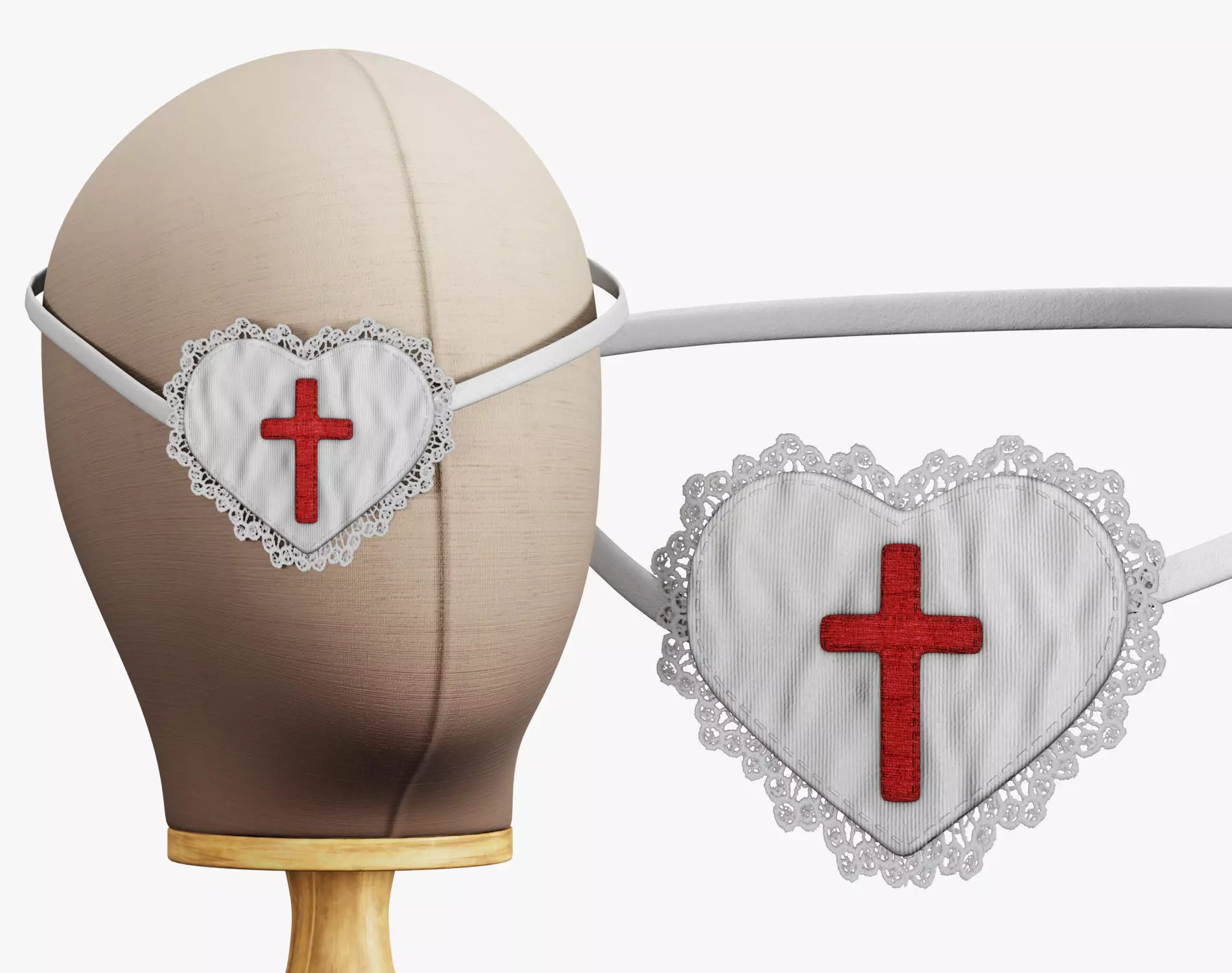 Eye Patch Heart with Cross - Game Ready - PBR 4K Low-poly 3D model_0