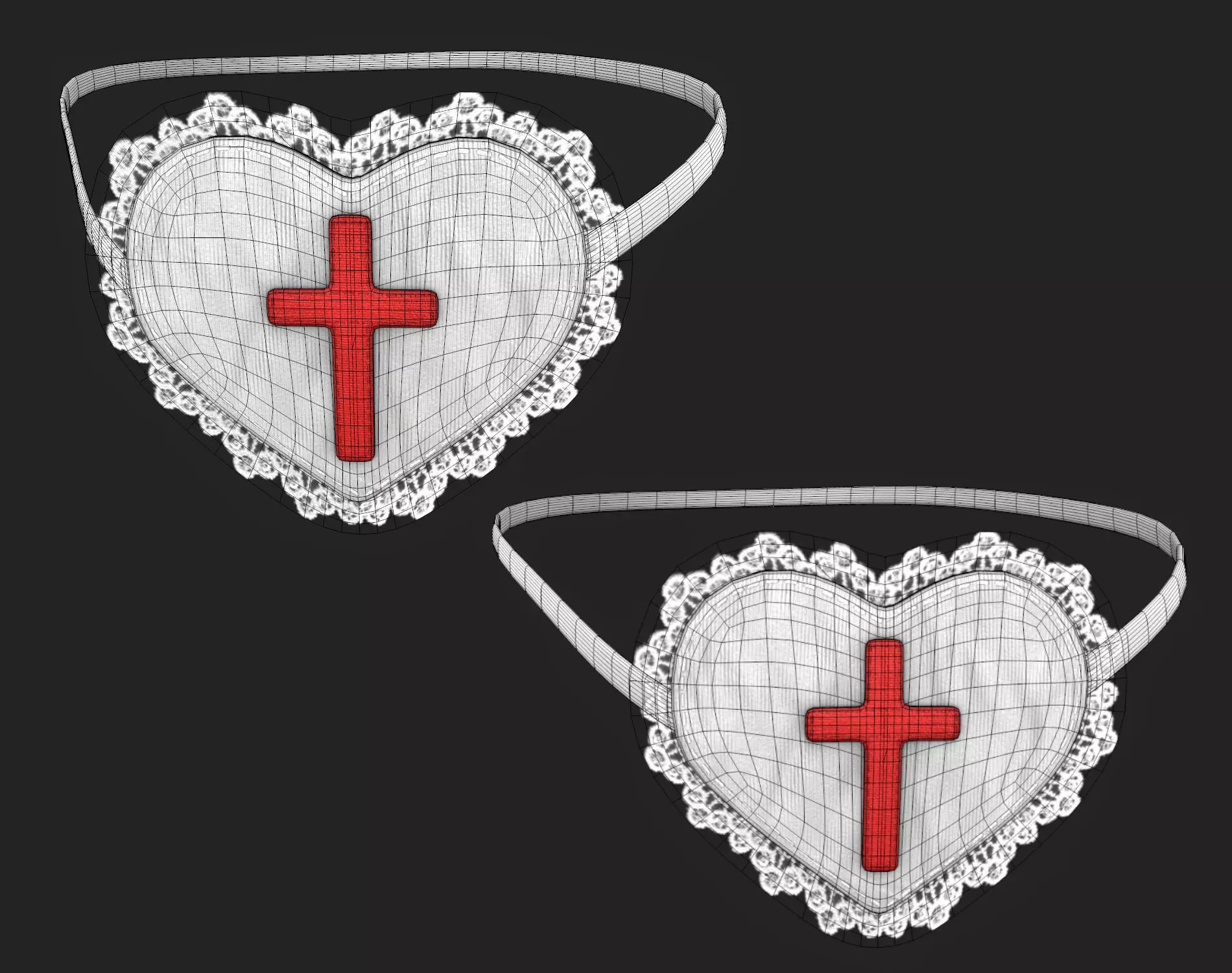 Eye Patch Heart with Cross - Game Ready - PBR 4K Low-poly 3D model_14