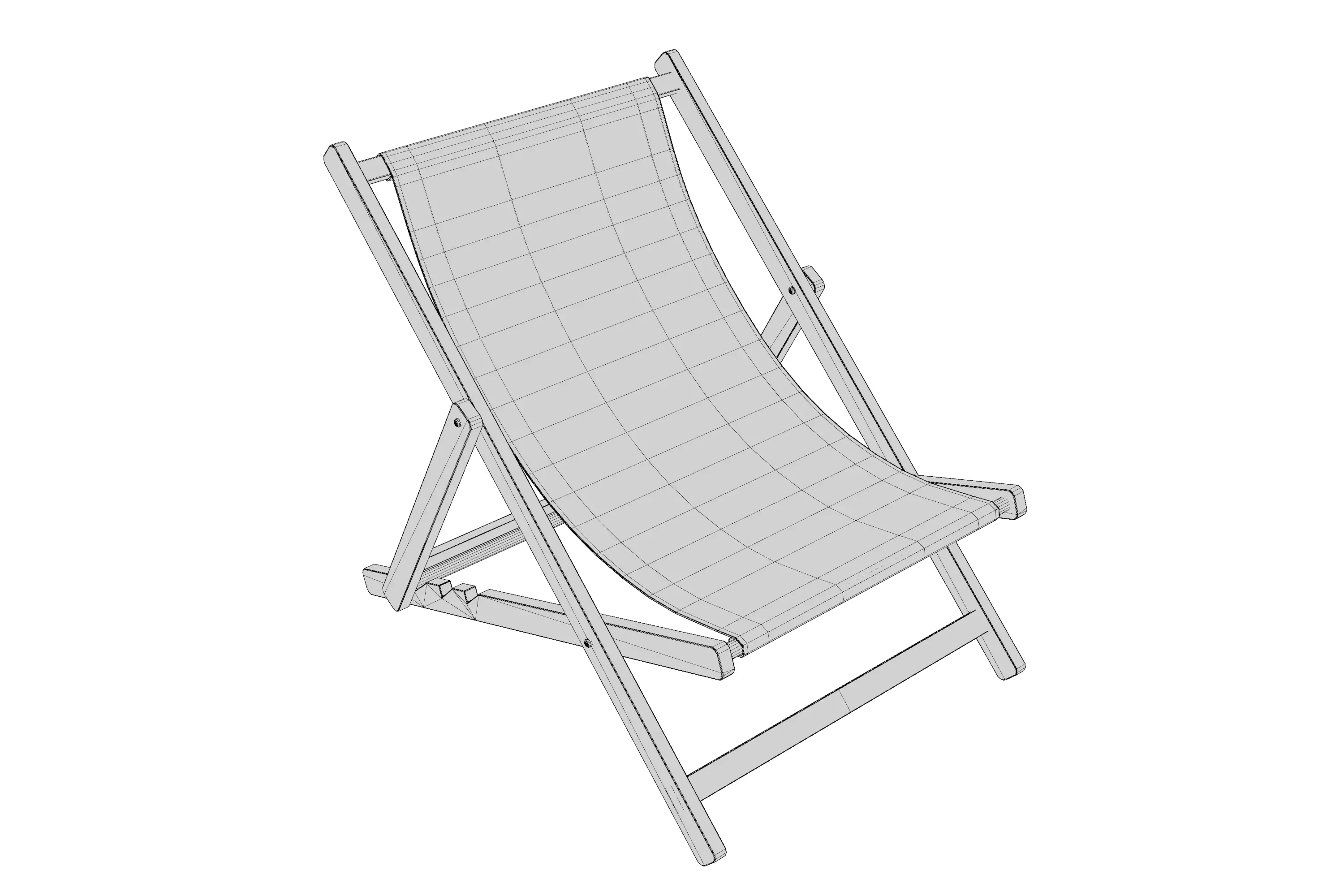 Beach Chair Low-poly 3D model_7