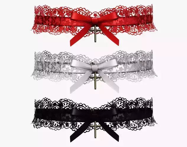 Lace Choker Pack 3 in 1 - Game Ready PBR 4K Low-poly 3D model