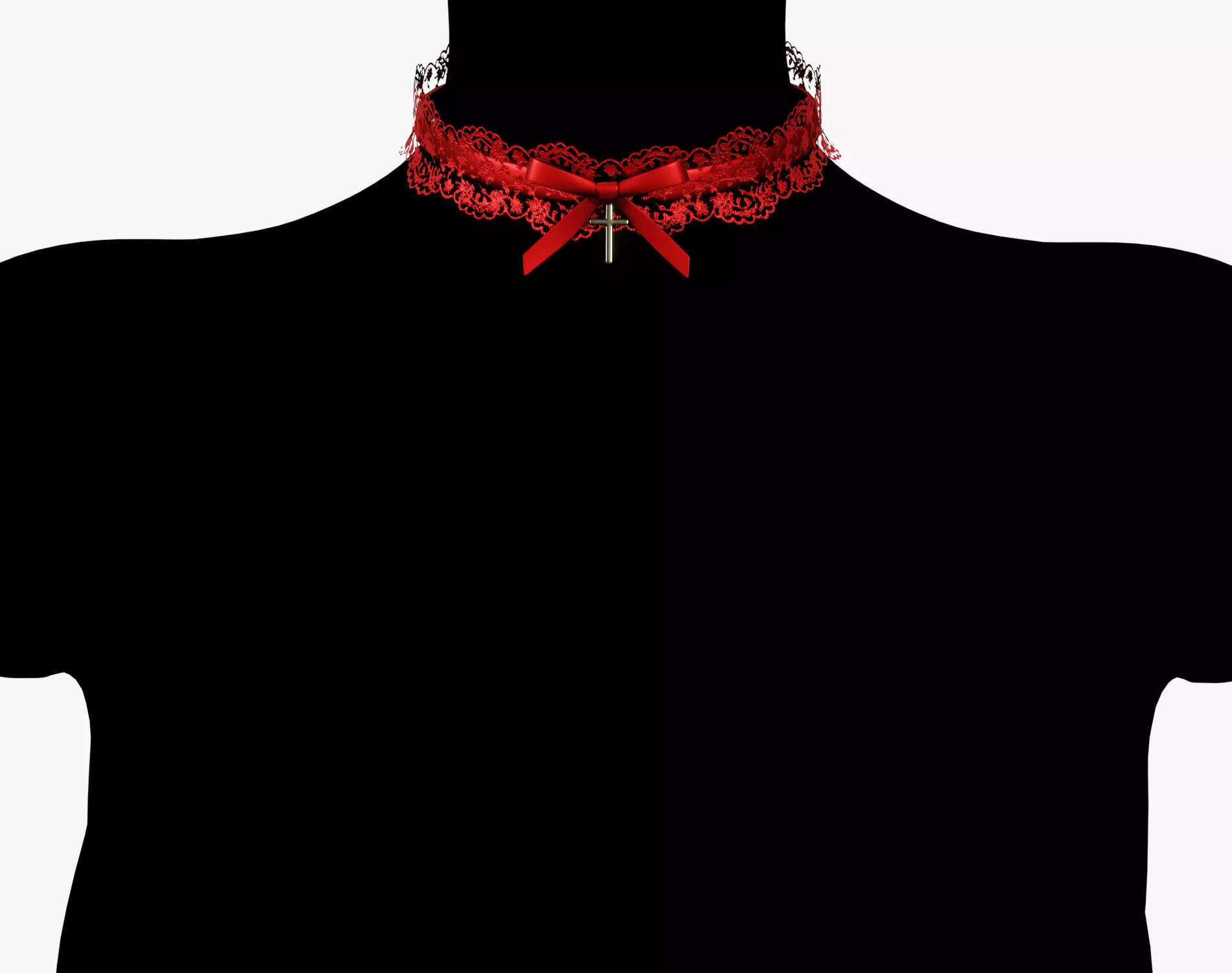 Lace Choker Pack 3 in 1 - Game Ready PBR 4K Low-poly 3D model_15