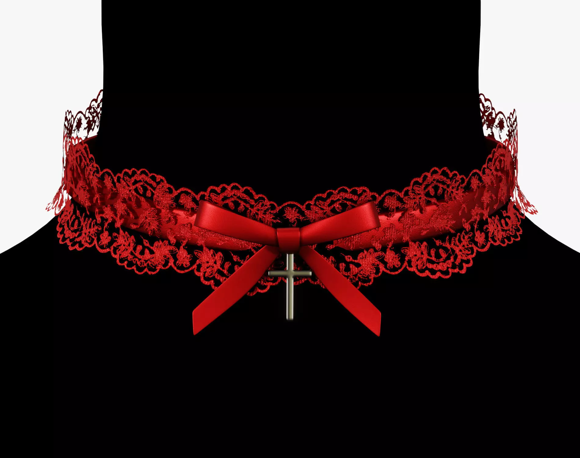Lace Choker Pack 3 in 1 - Game Ready PBR 4K Low-poly 3D model_6